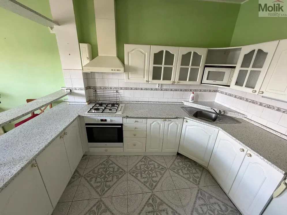 Kuchyně; kuchyňské spotřebiče, dřevěná podlaha, přirozené světlo, moderní styl