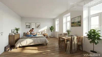 Kuhinja; kućanski aparati, drveni pod, prirodna svjetlost, moderan stil