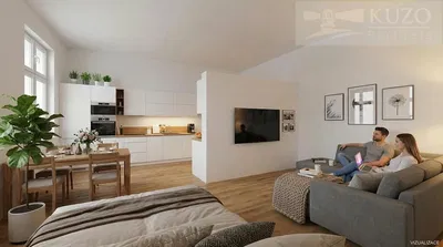 Wohnzimmer; holzboden, tageslicht, moderner stil
