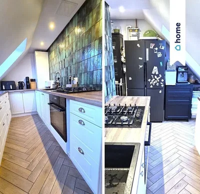 Cocina; electrodomésticos, suelo de madera, luz natural, estilo moderno