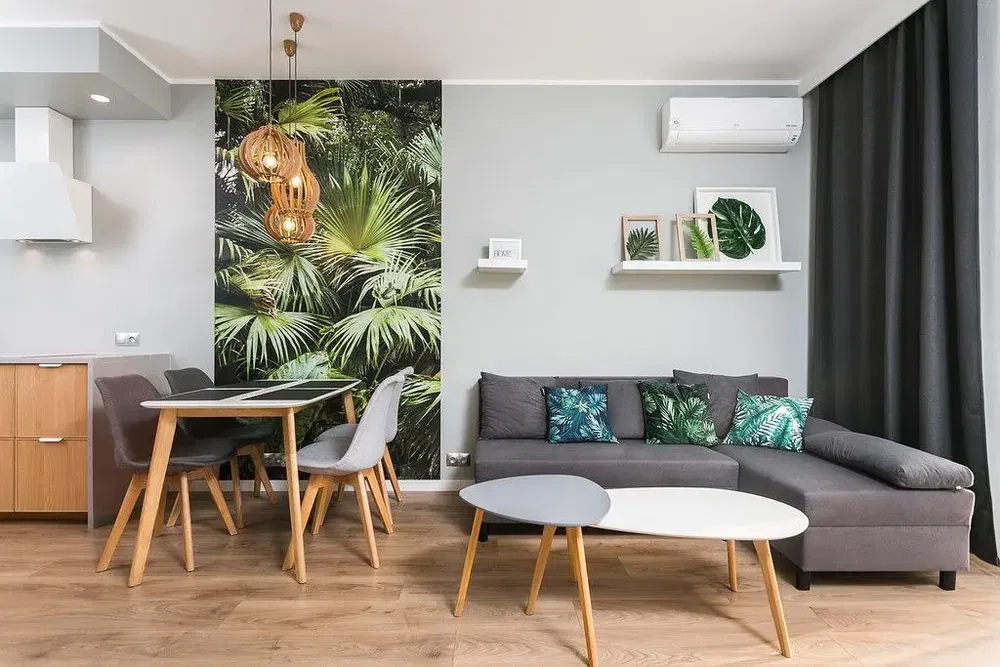 Cuisine; électroménager, parquet, lumière naturelle, style moderne