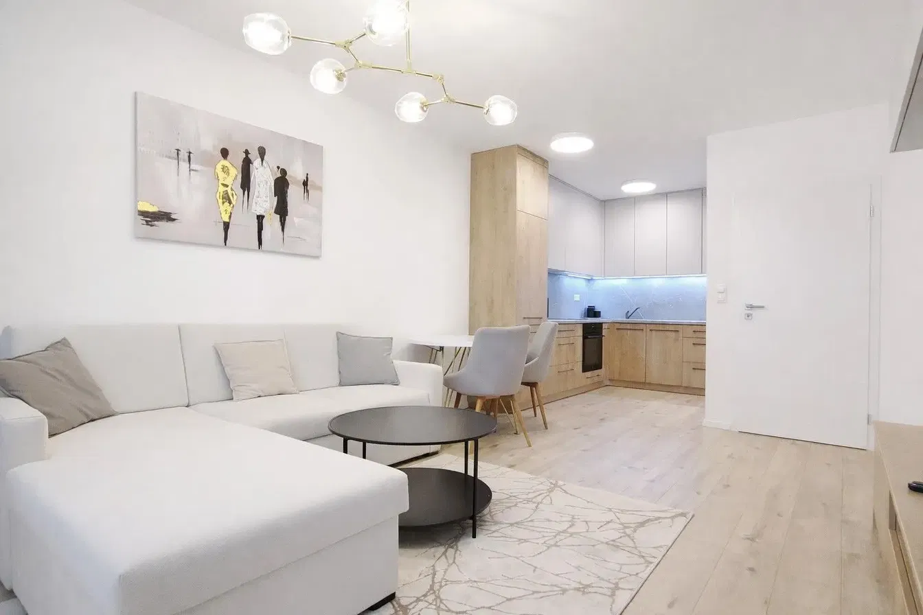 Κουζίνα; συσκευές κουζίνας, ξύλινο πάτωμα, φυσικό φως, μοντέρνο στυλ