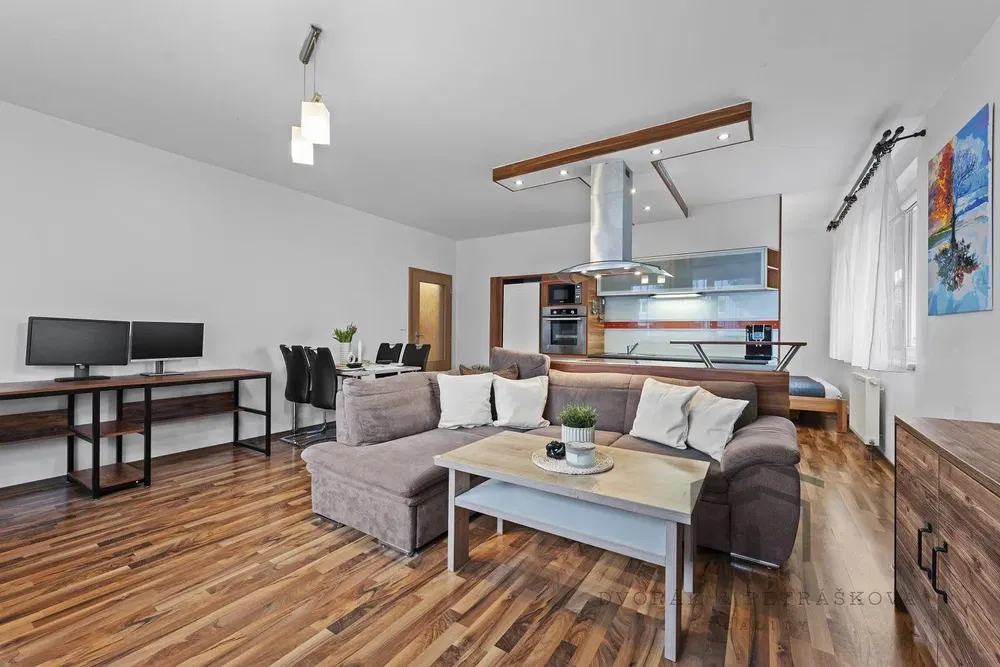 Хол; дървен под, естествена светлина, модерен стил