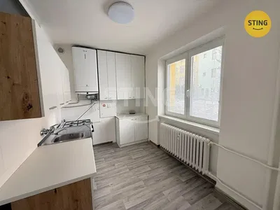 Kuchyně; kuchyňské spotřebiče, dřevěná podlaha, přirozené světlo, moderní styl