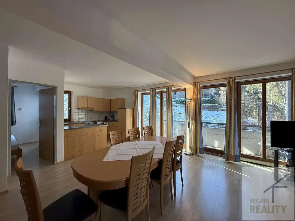 Kuchyně; kuchyňské spotřebiče, dřevěná podlaha, přirozené světlo, moderní styl