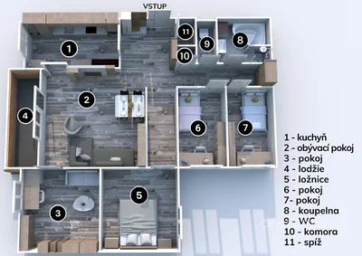 Kuhinja; kuhinjski aparati, drveni pod, prirodno svjetlo, moderni stil