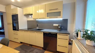 Cuisine; électroménager, parquet, lumière naturelle, style moderne