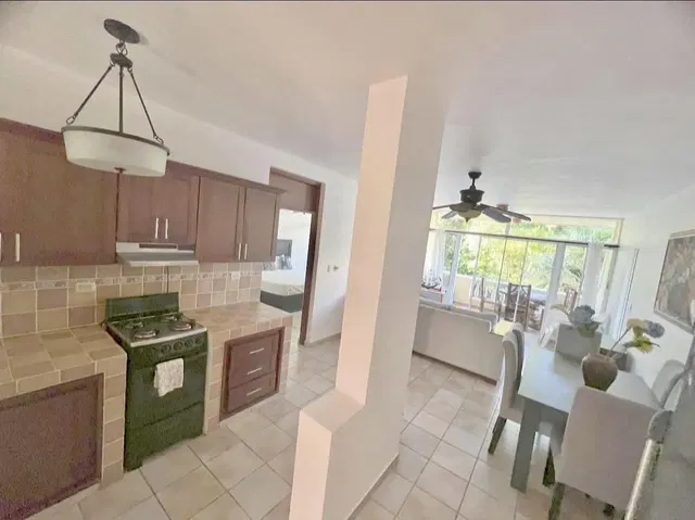 Kitchen; kitchen appliances, wood floor, natural light, modern style