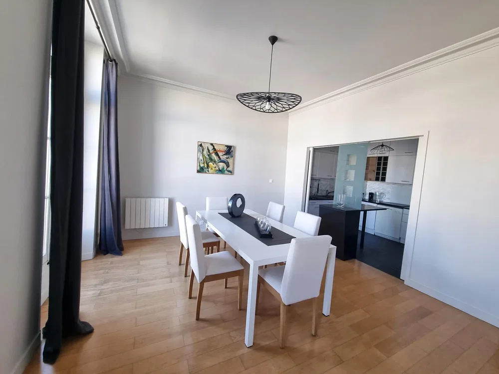 Kitchen; kitchen appliances, wood floor, natural light, modern style
