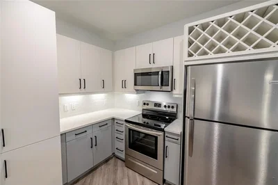 Cuisine; électroménager, parquet, lumière naturelle, style moderne