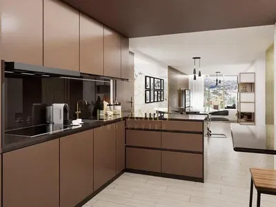 Küche; küchengeräte, holzboden, tageslicht, moderner stil