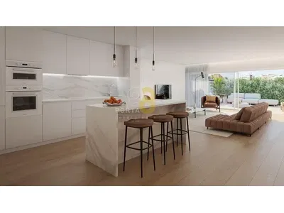 Cucina; elettrodomestici, pavimento in legno, luce naturale, stile moderno