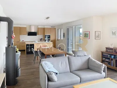 Cuisine; électroménager, parquet, lumière naturelle, style moderne