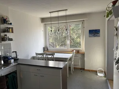 Kuhinja; kuhinjski aparati, drveni pod, prirodno svjetlo, moderni stil