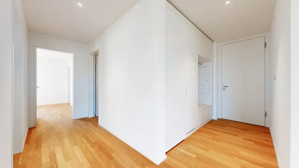 Kuhinja; kuhinjski aparati, drveni pod, prirodno svjetlo, moderni stil