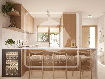 Kitchen; kitchen appliances, wood floor, natural light, modern style