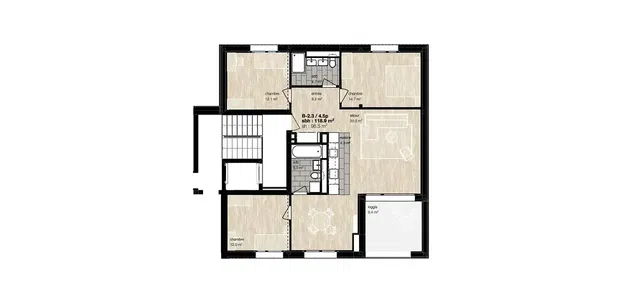 Keuken; keukenapparatuur, houten vloer, natuurlijk licht, moderne stijl