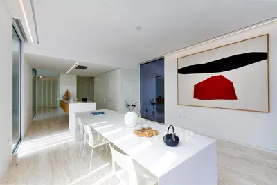 Kuchyně; kuchyňské spotřebiče, dřevěná podlaha, přirozené světlo, moderní styl