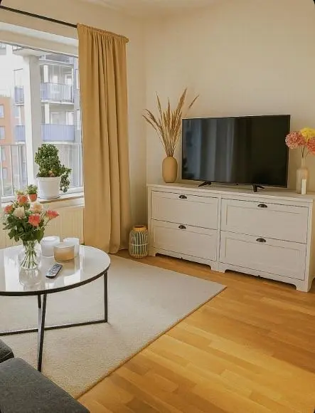 Cozinha; eletrodomésticos, chão de madeira, luz natural, estilo moderno