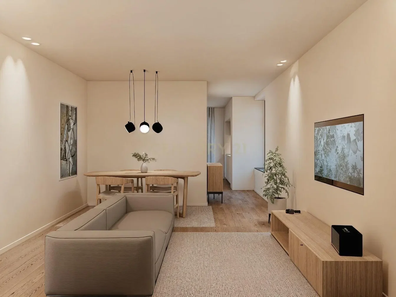 Cuisine; électroménager, parquet, lumière naturelle, style moderne
