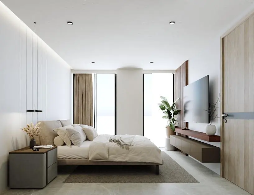 Küche; küchengeräte, holzboden, tageslicht, moderner stil
