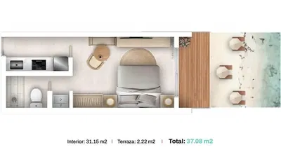 Keuken; keukenapparatuur, houten vloer, natuurlijk licht, moderne stijl
