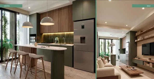 Dnevni boravak; drveni pod, prirodna svjetlost, moderan stil