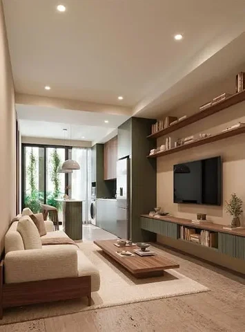 Küche; küchengeräte, holzboden, tageslicht, moderner stil