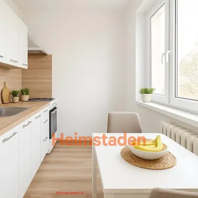 Kitchen; kitchen appliances, wood floor, natural light, modern style