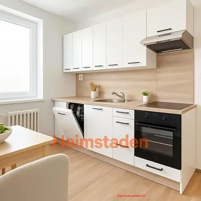 Кухиња; кухињски апарати, дрвени под, природно светло, модерни стил