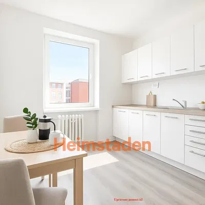 Kuchnia; sprzęt kuchenny, podłoga drewniana, światło dzienne, styl nowoczesny