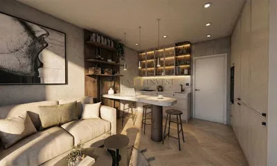 Kitchen; kitchen appliances, wood floor, natural light, modern style