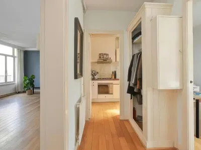 Кухня; кухненски уреди, дървен под, естествена светлина, модерен стил