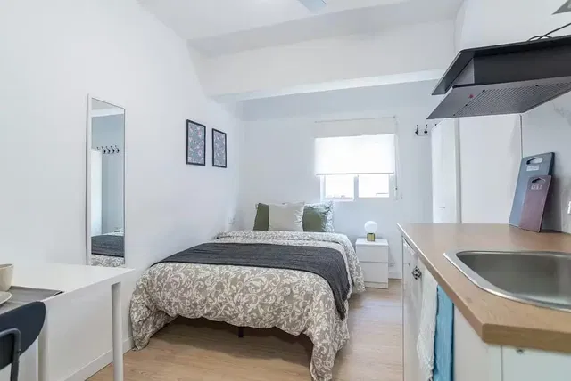 Kuchyňa; kuchynské spotrebiče, drevená podlaha, prirodzené svetlo, moderný štýl