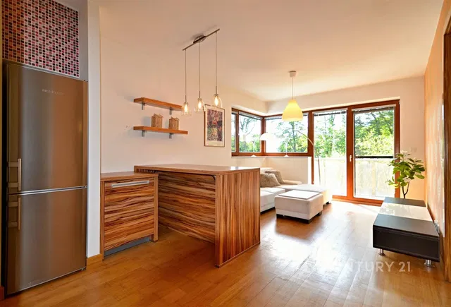 Kuhinja; kuhinjski aparati, drveni pod, prirodno svjetlo, moderni stil