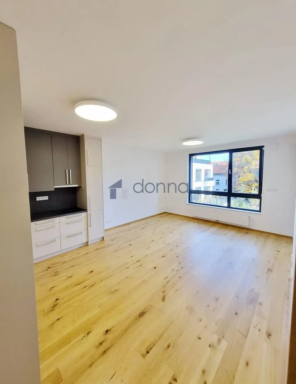 Хол; дървен под, естествена светлина, модерен стил, високи тавани