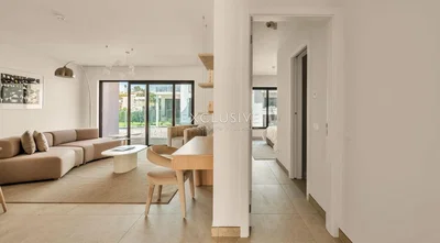 Kitchen; kitchen appliances, wood floor, natural light, modern style