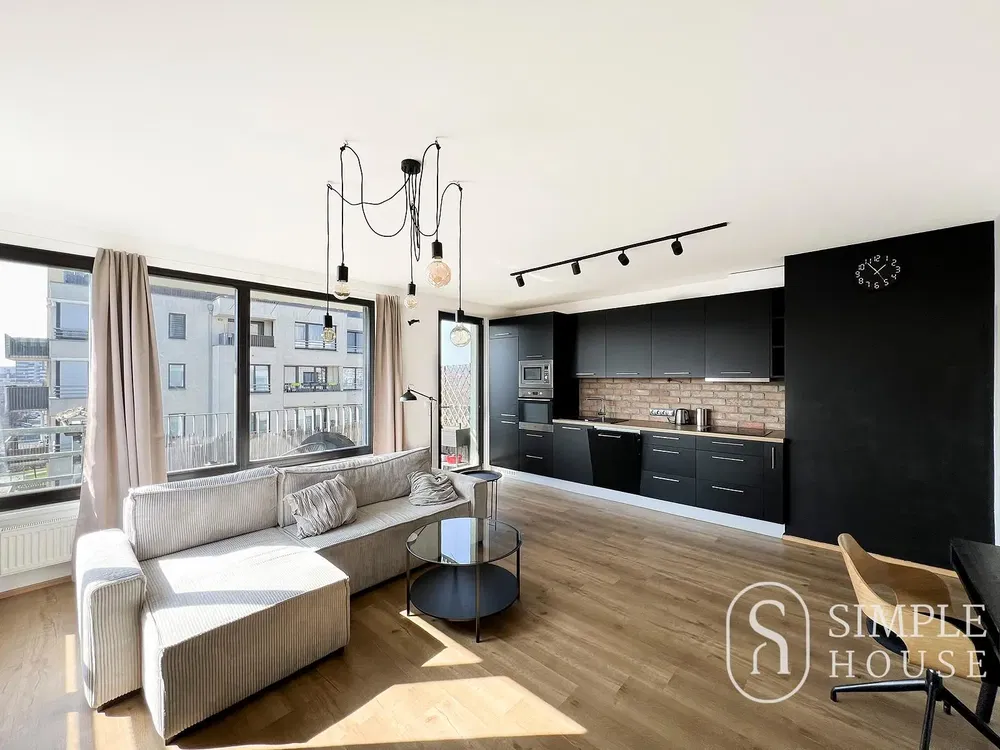 Хол; дървен под, естествена светлина, модерен стил