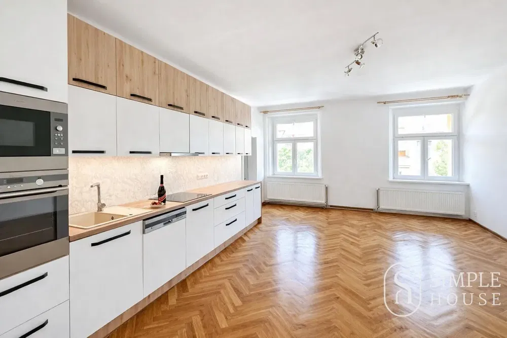 Wohnzimmer; holzboden, tageslicht, moderner stil