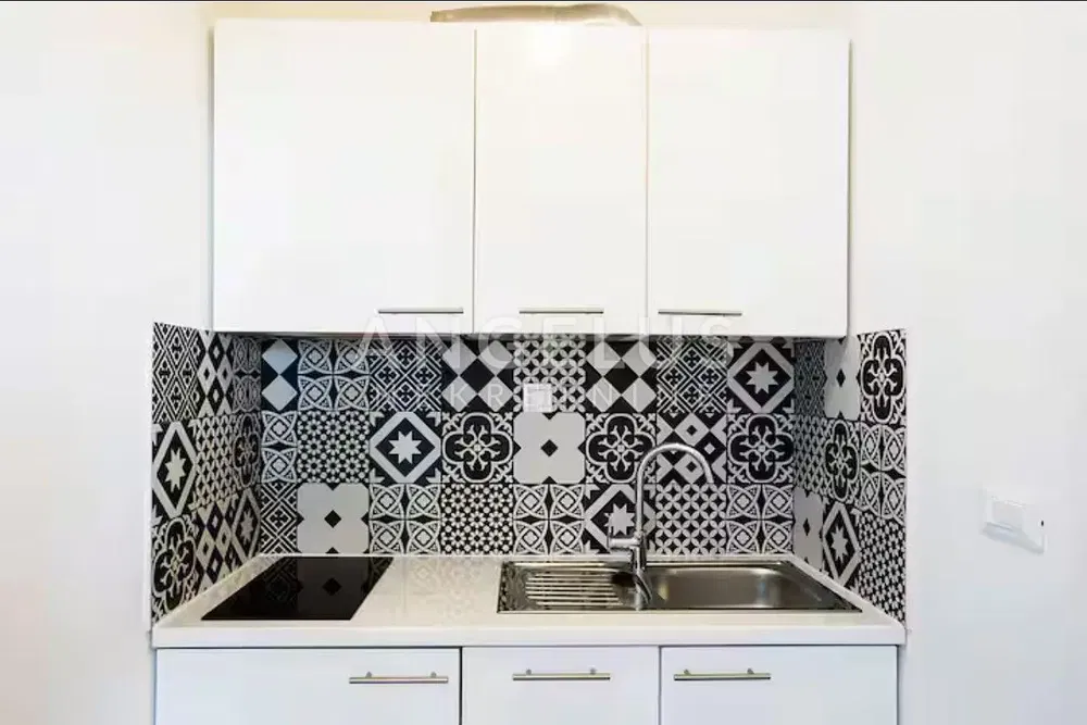 Kuchyně; kuchyňské spotřebiče, dřevěná podlaha, přirozené světlo, moderní styl