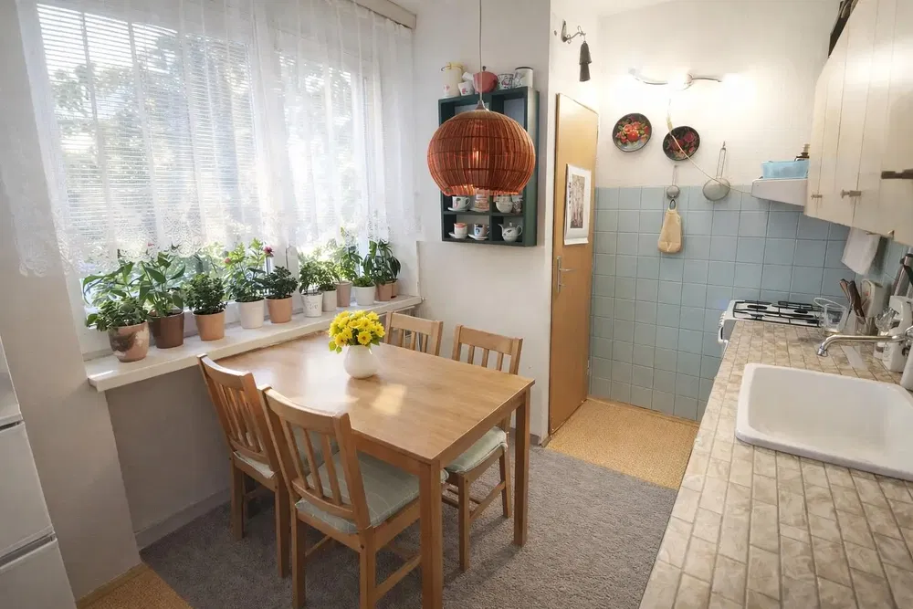 Kuhinja; kuhinjski aparati, drveni pod, prirodno svjetlo, moderni stil