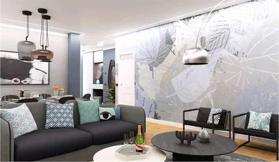 Salón; suelo de madera, luz natural, estilo moderno