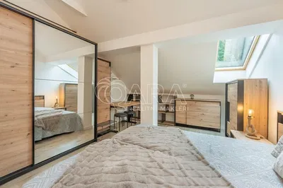 Kitchen; kitchen appliances, wood floor, natural light, modern style