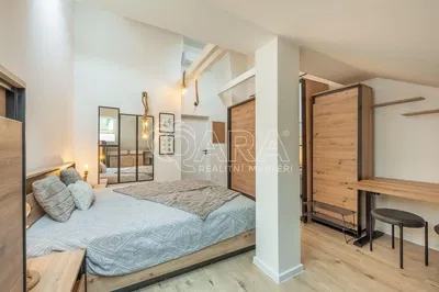 Kitchen; kitchen appliances, wood floor, natural light, modern style