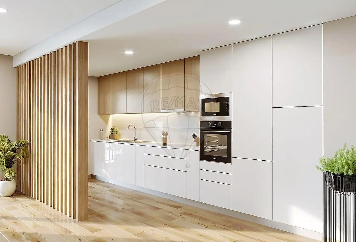 Küche; küchengeräte, holzboden, tageslicht, moderner stil