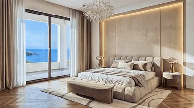 Schlafzimmer; blick, holzboden, tageslicht, moderner stil