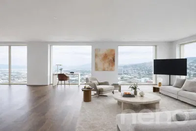 Soggiorno; vista, luce naturale, stile moderno, pavimento in legno