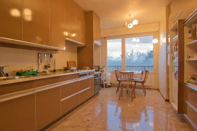 Cuisine; électroménager, vue, carrelage, lumière naturelle