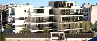 House and surroundings; view