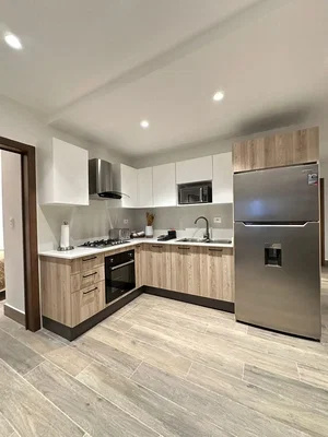 Küche; küchengeräte, fliesenboden, renoviert, tageslicht, moderner stil